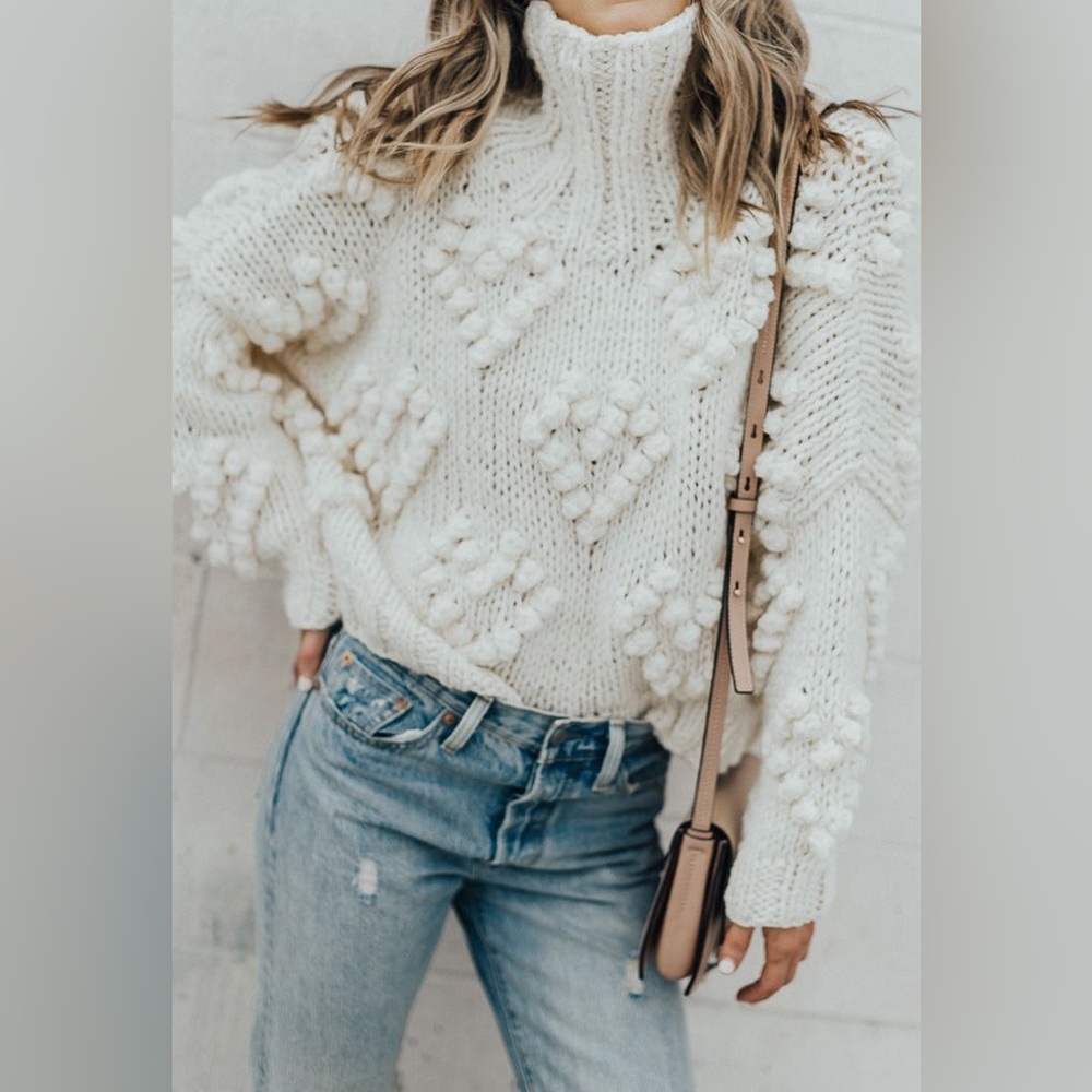 Chicwish Ivory Textured Turtleneck Sweater
